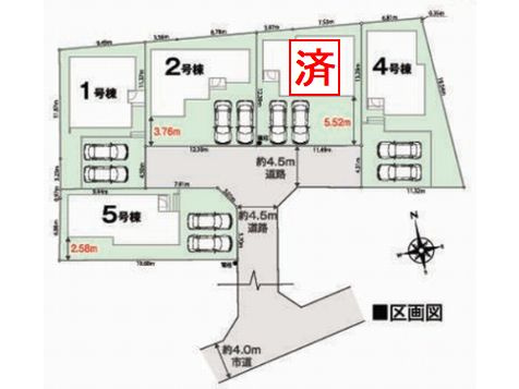 【区画図】 | 【仲介手数料０円】大磯町国府新宿第1期　新築一戸建て　全5棟 | 【仲介手数料０円】大磯町国府新宿第1期　新築一戸建て　全5棟