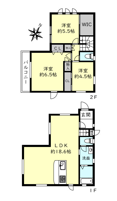 神戸市西区竹の台１丁目新築戸建A号棟の間取り