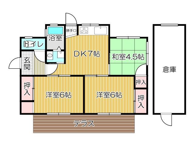 芦屋町浜口町平屋　の間取り|築年数を感じさせません。