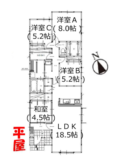 【間取り】 | 糟屋郡粕屋町酒殿2丁目1期・平屋　2号棟（全2棟）【仲介手数料無料・0円】 | 平日、土日祝日もお好きな日時にご見学可能です。お気軽にお問合せ下さい。