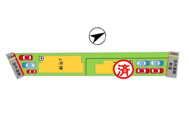 【区画図】 | 糟屋郡粕屋町酒殿2丁目1期・平屋　2号棟（全2棟）【仲介手数料無料・0円】 | 区画図です。2号棟