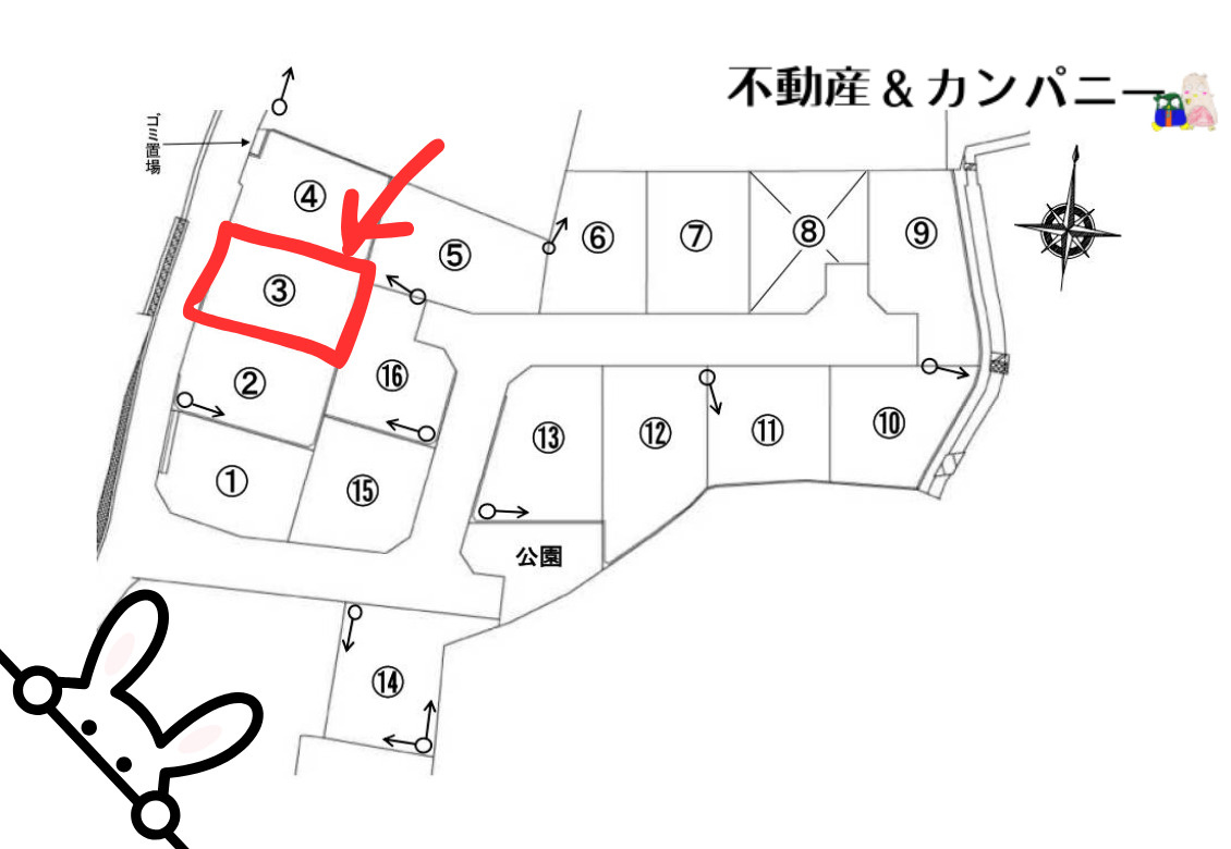 桜ケ丘の分譲のおトチ3号地　松山市桜ヶ丘売土地の土地図