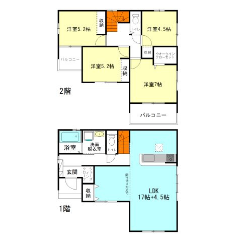 【間取り】 | テラシエ高崎市乗附町1期ー③ | 間仕切り対応で4LDK→5LDKに変更可能！
ウォークインクローゼット完備！