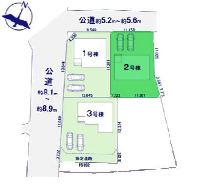 【区画図】 | テラシエ高崎市乗附町1期ー② | カースペースは並列2台駐車可能！