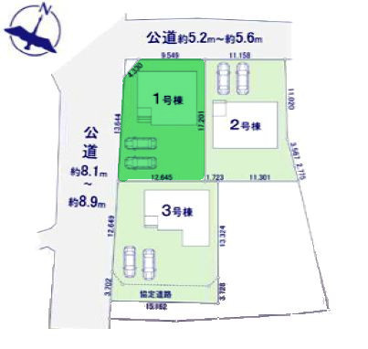 【区画図】 | テラシエ高崎市乗附町1期ー① | 開放的な角地に面した敷地！
