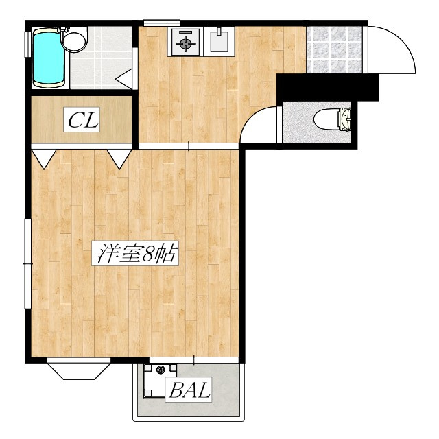 メゾンスズキの間取り|1K洋室8帖のお部屋です！