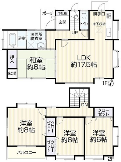 【間取り】 | 南区柳河内１丁目　戸建て | リビングと面した和室は目が届きやすく、お子様の部屋や寝室としてもご使用頂けます。引戸で開放しているとリビングにいるご家族を身近に感じることが出来ます