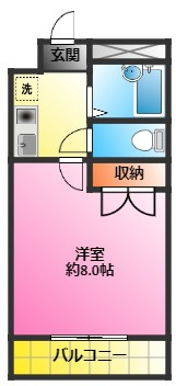 ラフォーレⅢの間取り|洋室8.5帖バス・トイレ別♪