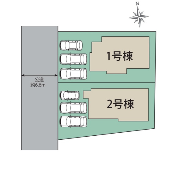 【区画図】 | 糟屋郡志免町桜丘1丁目　1号棟（全2棟）【仲介手数料無料・0円】 | 区画図です。1号棟
