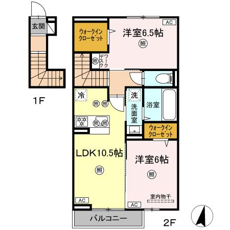 ボヌール　N-1の間取り