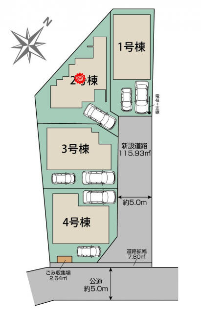 ブルーミングガーデン　松戸市上本郷４棟／１期３号棟の区画図|松戸市上本郷4区画区画図