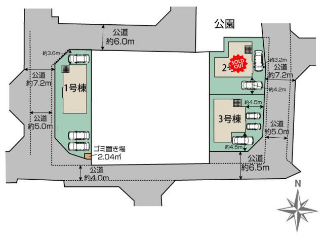 ブルーミングガーデン　船橋市二和西３丁目３棟／１期１号棟の区画図|船橋市二和西3丁目3棟区画図