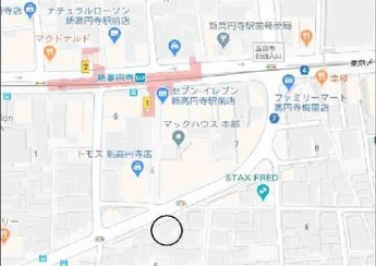 杉並区梅里１丁目の店舗事務所の地図