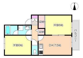 【間取り】 | メゾンクレール　２０７ | ★お部屋のグレードＵＰ♪
この度、和室から洋室へ間取り改造予定！
【２０２６．５施工予定】
（北）和室６帖⇒（北）洋室６帖