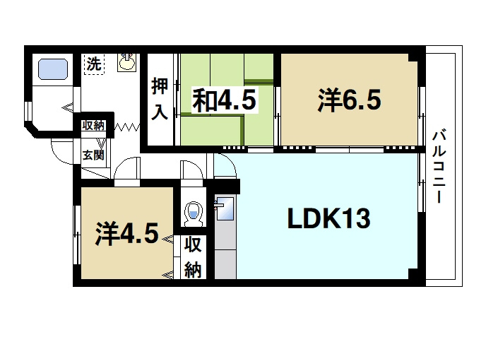 グランドパレス新大宮の間取り|和室のある3LDKタイプです