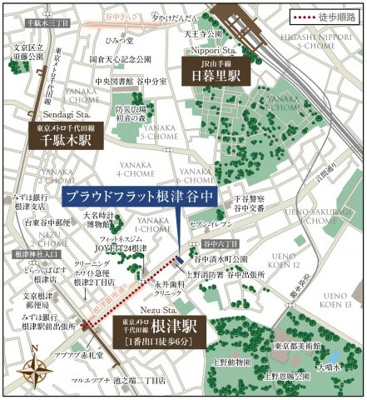 【地図】 | プラウドフラット根津谷中