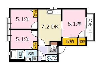 ハイツ西光寺　A棟の間取り
