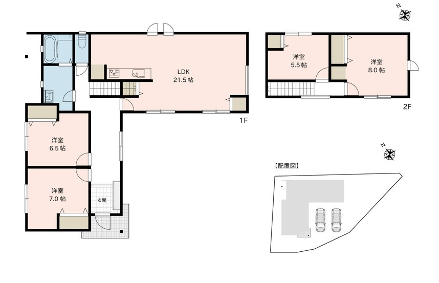 松本市波田　中古戸建の間取り|間取りは4LDK。カースペースは車種にもよりますがお車2台駐車可能です。