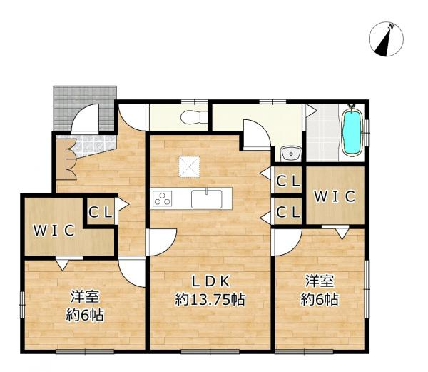宇都宮市上田町　2ＬＤＫ　中古住宅の間取り