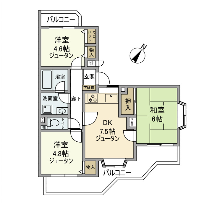 ライオンズマンション妙蓮寺第５Ｂ館の間取り