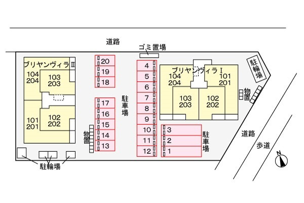 ブリヤン　ヴィラ　Ⅱの区画図