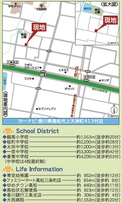 高松市上天神町の新築一戸建の地図