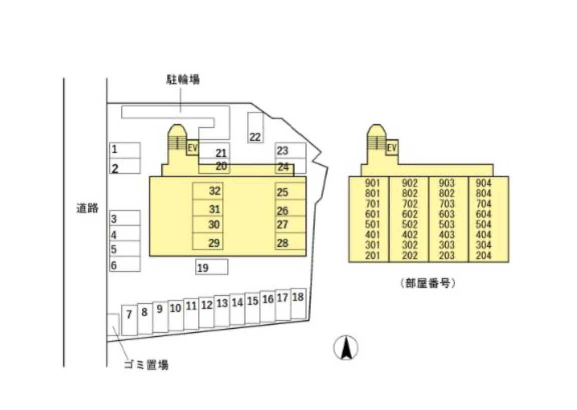 リシェス城崎の区画図