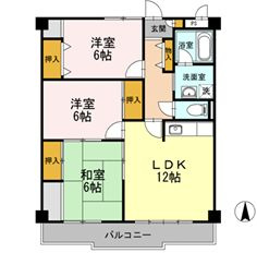 【間取り】 | ハイツ飯泉B棟 | ハイツ飯泉B棟の間取りです