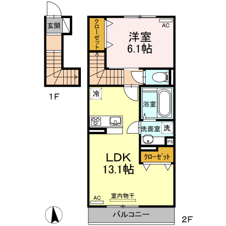 熊本市南区南高江２丁目のアパートの間取り