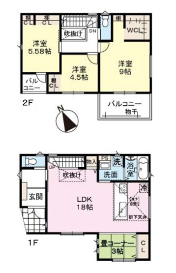 【間取り】 | 春日市第3下白水南5丁目　2号地（全2棟）【仲介手数料無料・0円】 | 平日、土日祝日もお好きな日時にご見学可能です。お気軽にお問合せ下さい。