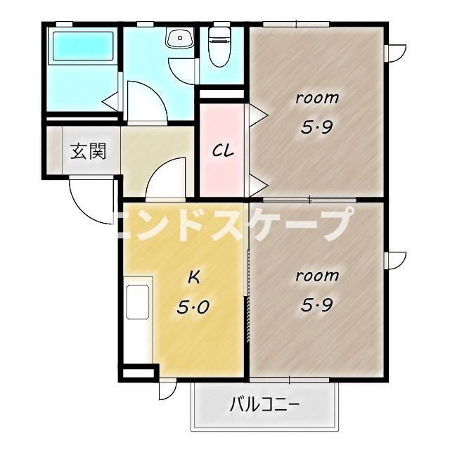 クレシェンテ　Fの間取り|高崎、前橋のお部屋探しはエンドスケープまで！お客様の理想お聞かせ下さい♪