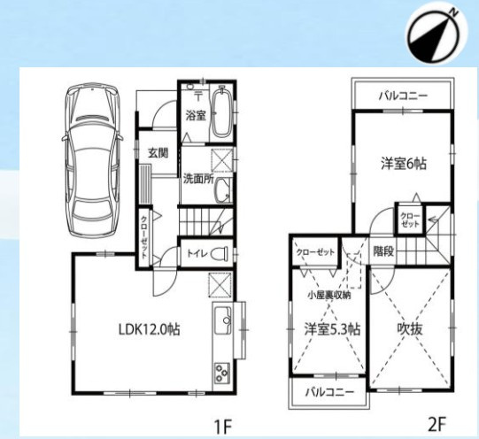 狭山市笹井2丁目　中古戸建の間取り