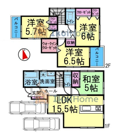 神戸市西区枝吉4丁目　中古戸建の間取り|【ホームページに現地動画掲載中】●年中無休：当日予約可●二面バルコニーで通風採光良好！収納豊富♪
