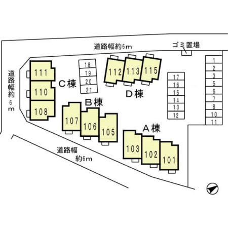 モンテアンヴァレB棟の区画図