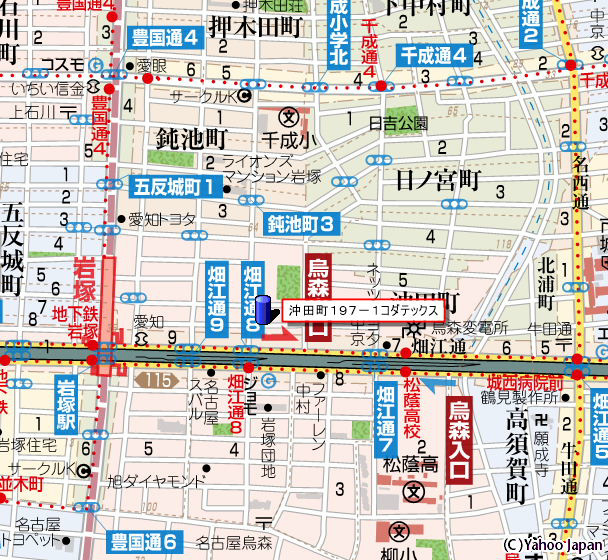 沖田町１９７-１コダテックスⅤＢの地図