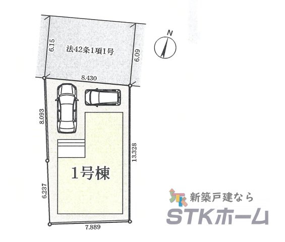 仲介手数料無料　白岡市篠津2071　新築戸建　全１棟の区画図