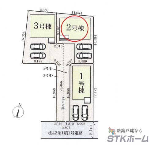 仲介手数料無料　白岡市白岡915　新築戸建　全３棟　の区画図