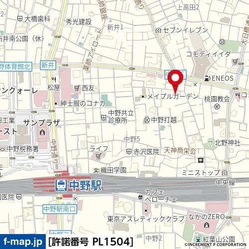 ハーモニーテラス中野の地図