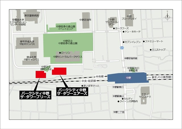 パークシティ中野　ザ　タワー　エアーズの地図