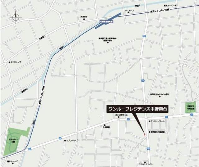 ワンルーフレジデンス中野南台の地図