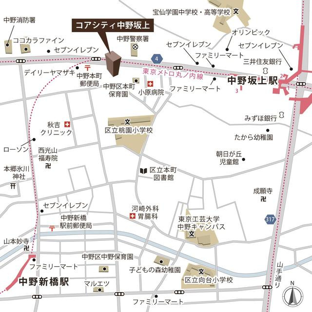 コアシティ中野坂上の地図