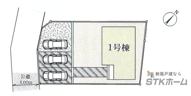 仲介手数料無料　上尾市瓦葺839-2　新築戸建て　全1棟の区画図