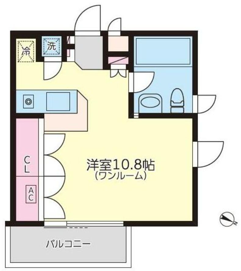 アッパルタメントベルベデーレの間取り|広めの１Kのお部屋♪