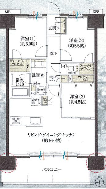 レーベン熊本練兵町／12階の間取り