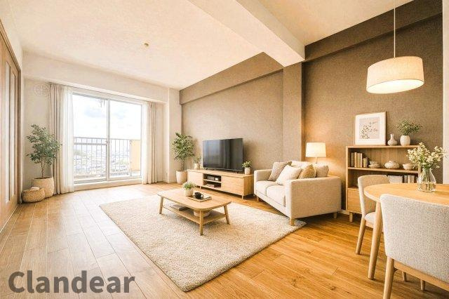 ファミール南常盤平の居間・リビング|お気に入りのソファ、どこに置こう？使いやすい1LDKで、理想の暮らしを形にしてみませんか。※家具等は配置イメージです