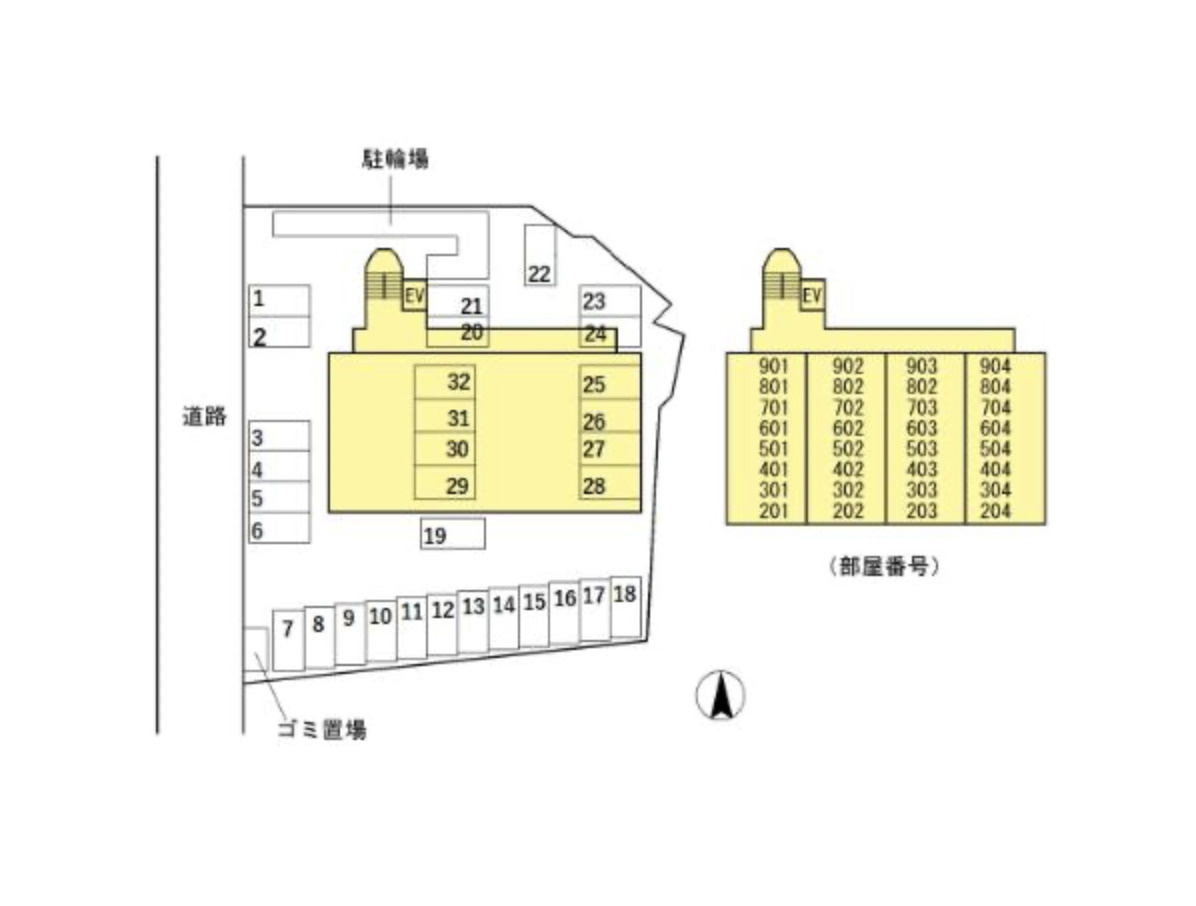 リシェス城崎の区画図