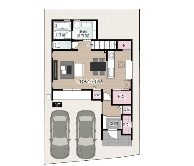 「テラス付」南国市大そね甲南国大そね5　5号地新築一戸建ての間取り|1階　間取り図