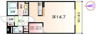 【間取り】 | シャーメゾンさかい | １Ｋ
