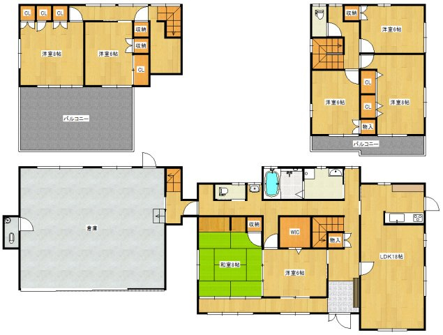 久留米市田主丸町森部の一戸建ての間取り