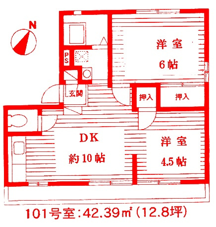 藤沢市鵠沼松が岡２丁目のアパートの間取り